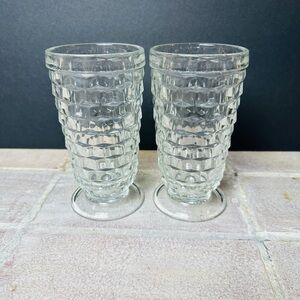 Vintage Indiana Glass Colony Whitehall Clear Footed Tumblers (Lot of 2)